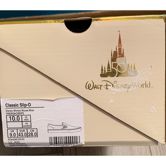 Disney World Vans 50th Anniversary Mickey Mouse Men's 10 Slip On Blue Shoes NWT - Picture 5 of 11